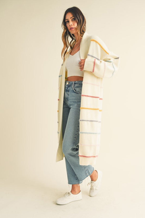 Multi Stripe Knit Cardigan