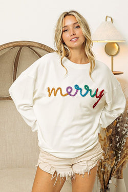 Tinsel Merry Ribbed Pullover