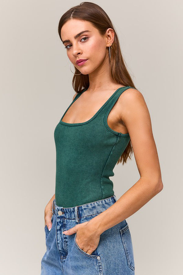 Square Neck Ribbed Bodysuit