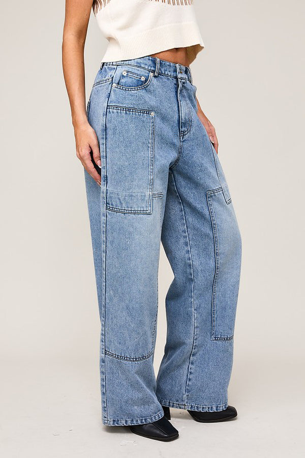 Wide Leg Patch Jeans