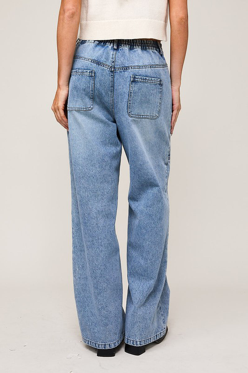 Wide Leg Patch Jeans