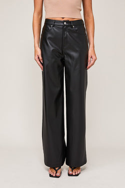 Faux Leather High Waisted Straight Leg Pants