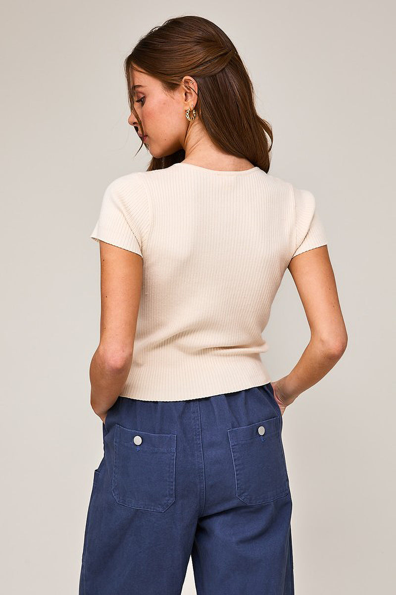 Knit Front Bow Top