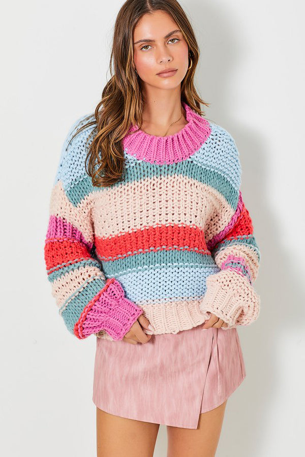 Colorblock Chunky Knit Sweater