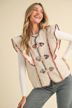 Quilted Flutter Sleeve Vest