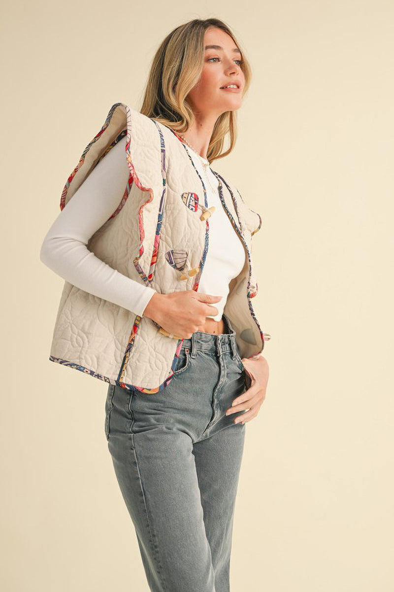 Quilted Flutter Sleeve Vest