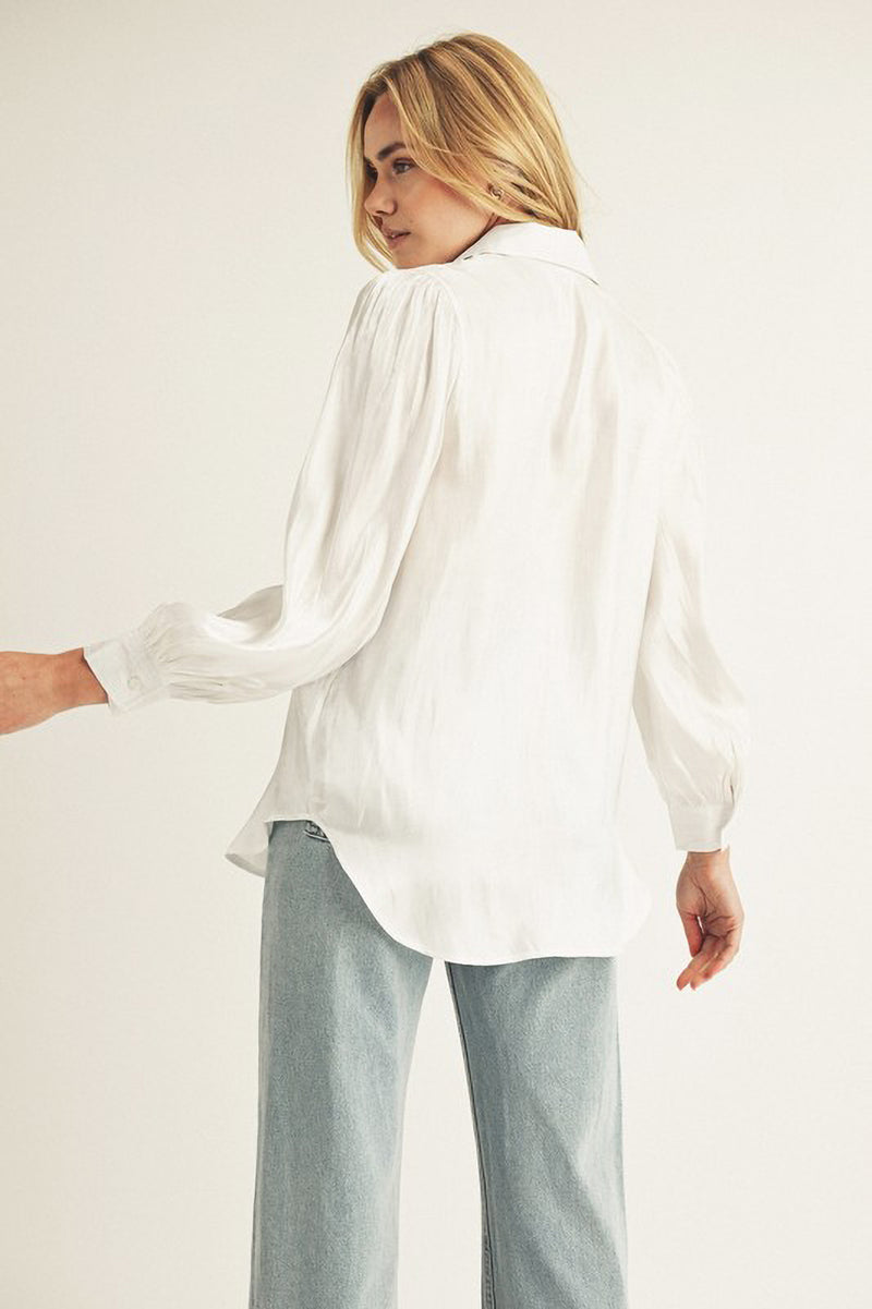 Organza Shimmer Button Up Blouse