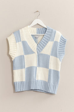 Blue Checkered Sweater Vest