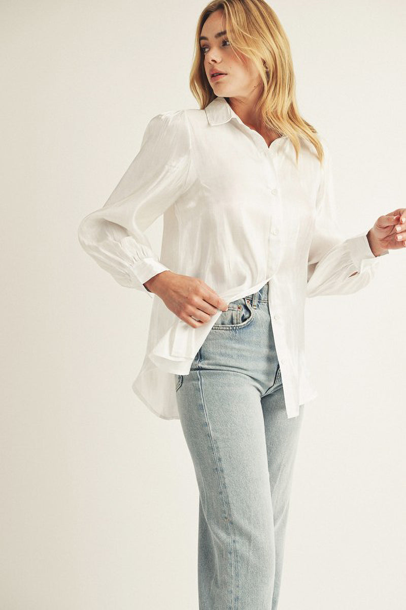 Organza Shimmer Button Up Blouse