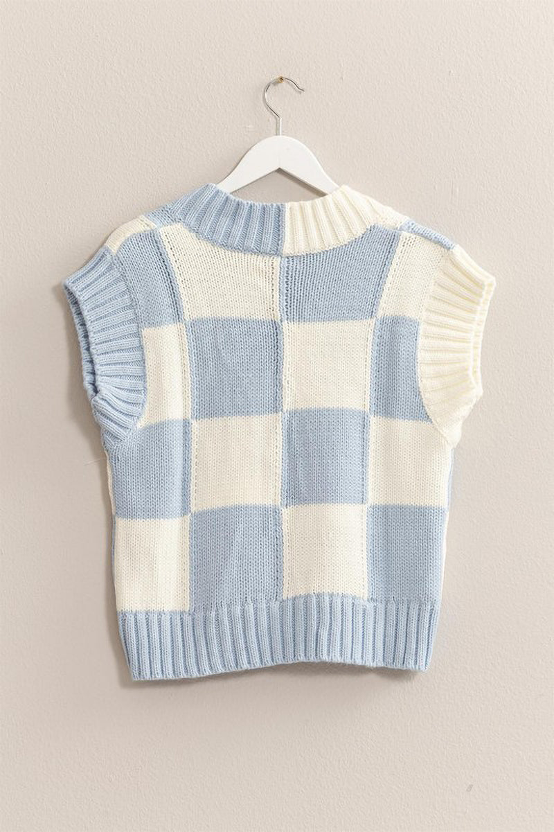 Blue Checkered Sweater Vest